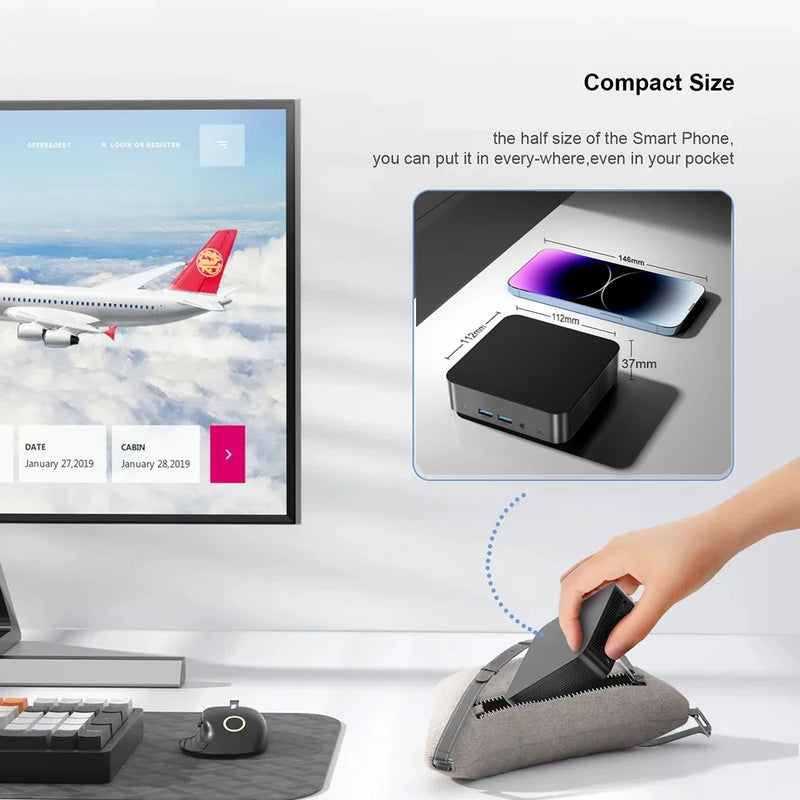Protable Mini PC Windows 11 Pro intel Core i3 6100U 16GB RAM 1TB 2TB SSD PC Computer Dual WIFI 6 BT5.2 4K HD Mini Pc Desktop