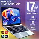 14.1" i7 Laptop Computer Windows 11 12GB DDR4 1TB 2TB SSD Intel Core i7 7500U Intel A3950 1920*1080 Office Study Notebook PC