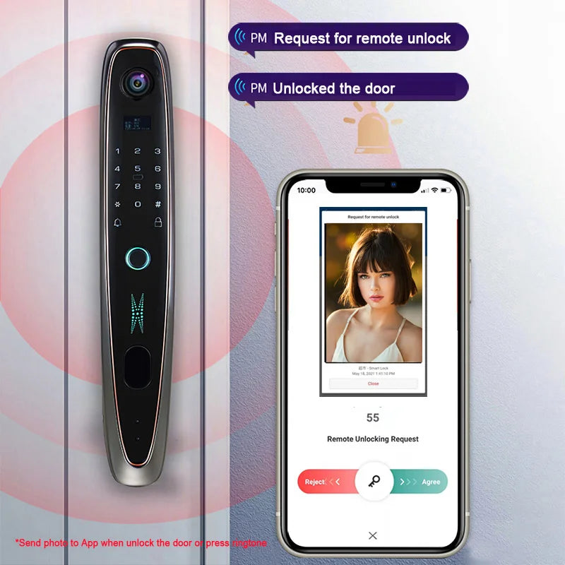 New Smart Door Lock Password Biometric WIFI APP Remote Camera Electronic Electronic Fingerprint Locks Key IC Card Unlock