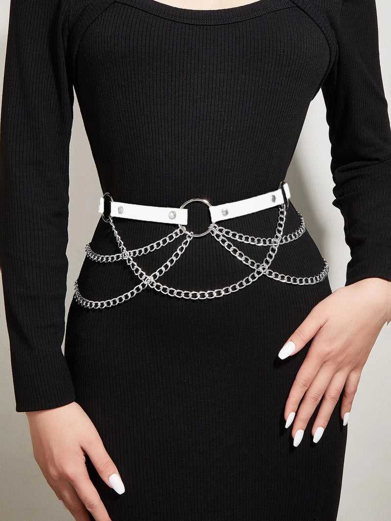﻿ Women Sexy Leather Harness Belt Waist Chain Harness Fashion Waistband Accessory Leisure Punk Gothic Clothing Jewelry Belt