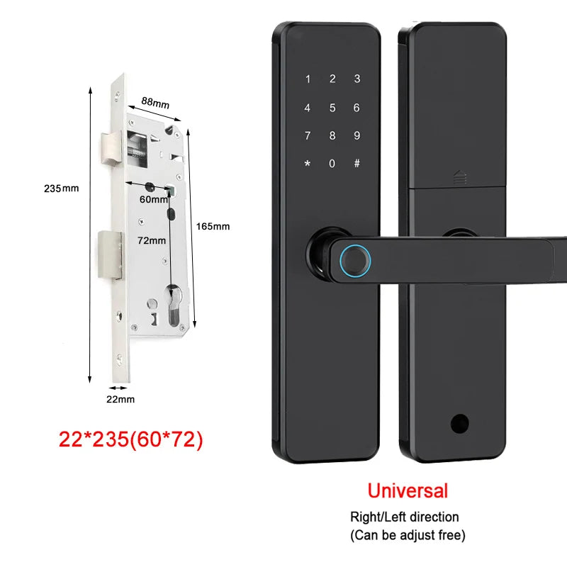 5-1 Smart Electronic Door Lock with Fingerprint Biometric Wi-Fi Touchscreen Keypad.