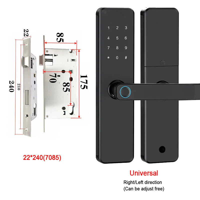 5-1 Smart Electronic Door Lock with Fingerprint Biometric Wi-Fi Touchscreen Keypad.