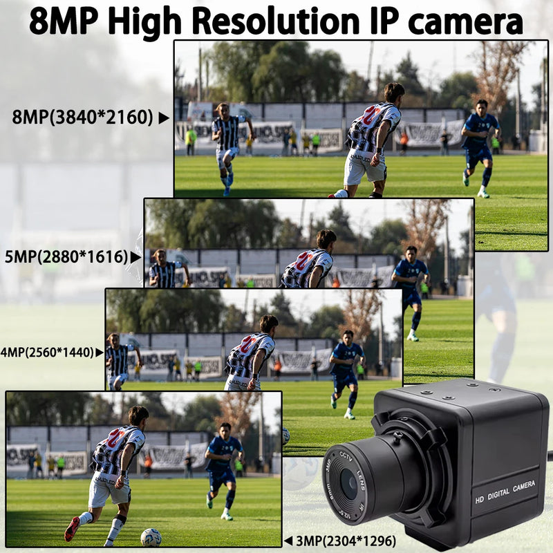 Industrial IP Camera 3/4/5/8MP CMOS 4K Mini IP Cam Sensor CS Mount Security CCTV Video Metal Box Network Camera with CS Lens