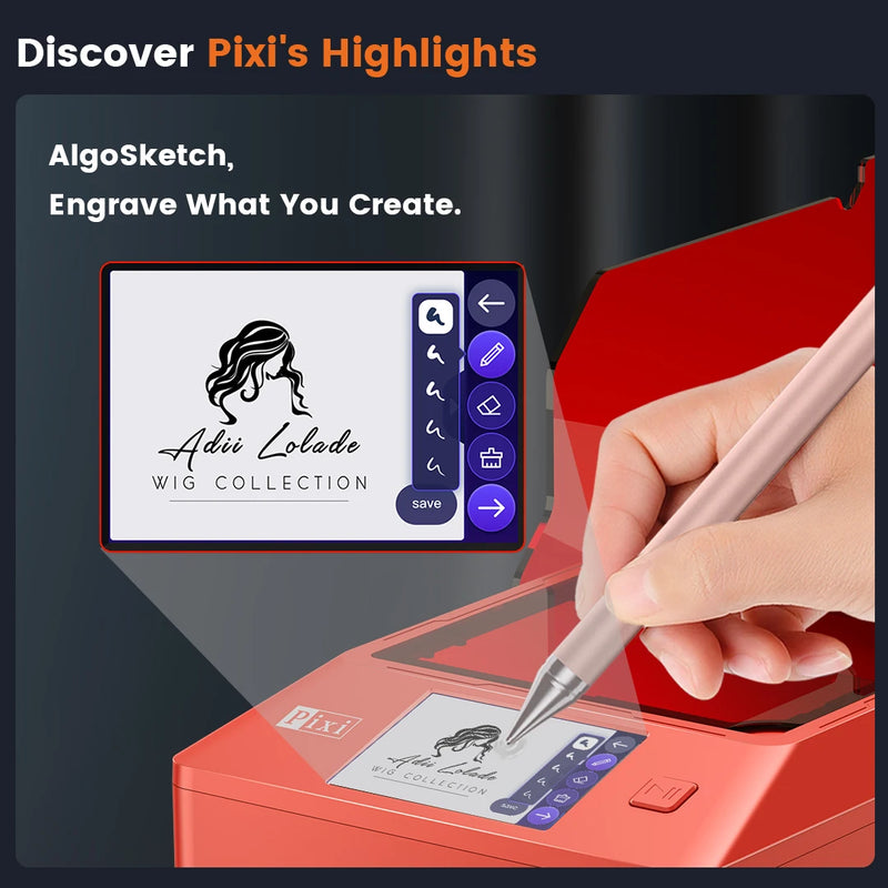 Laser Engraver Machine Portable & Smart with 3.5" Touch Screen, Hand Drawing/Wireless/SD Card/Offline Engraving