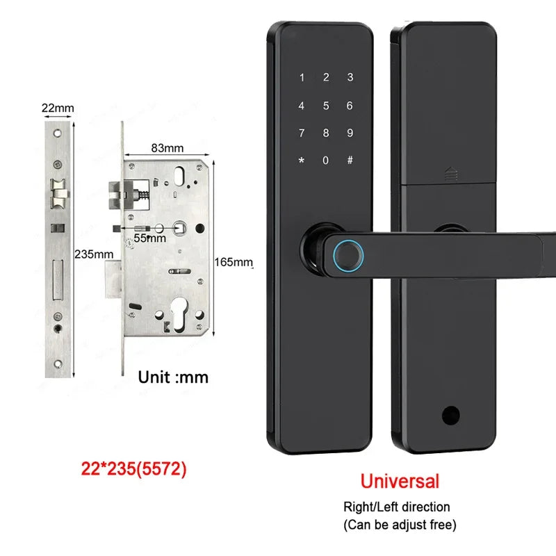 5-1 Smart Electronic Door Lock with Fingerprint Biometric Wi-Fi Touchscreen Keypad.