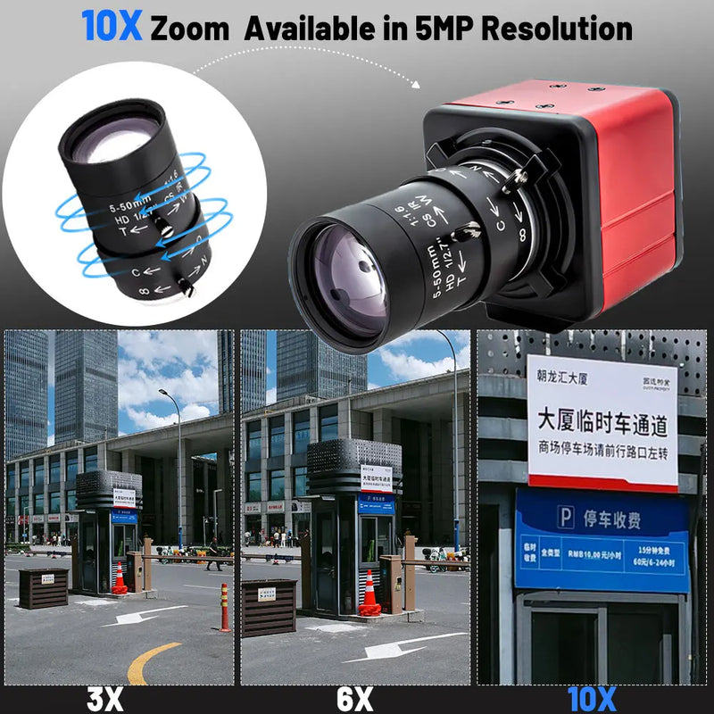 Industrial IP Camera 3/4/5/8MP CMOS 4K Mini IP Cam Sensor CS Mount Security CCTV Video Metal Box Network Camera with CS Lens