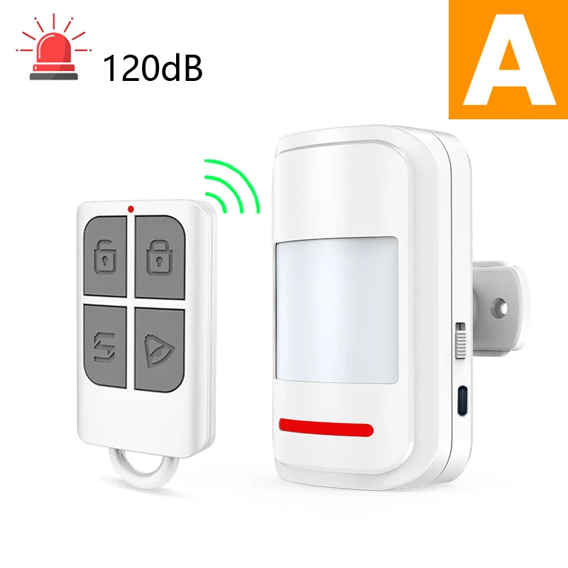 Infrared Detector Motion Sensor PIR Human Body Movement Alarm Welcome Security 2 Modes 120dB High Decibel 433MHz Remote Control