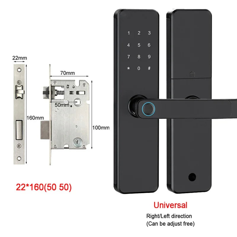 5-1 Smart Electronic Door Lock with Fingerprint Biometric Wi-Fi Touchscreen Keypad.