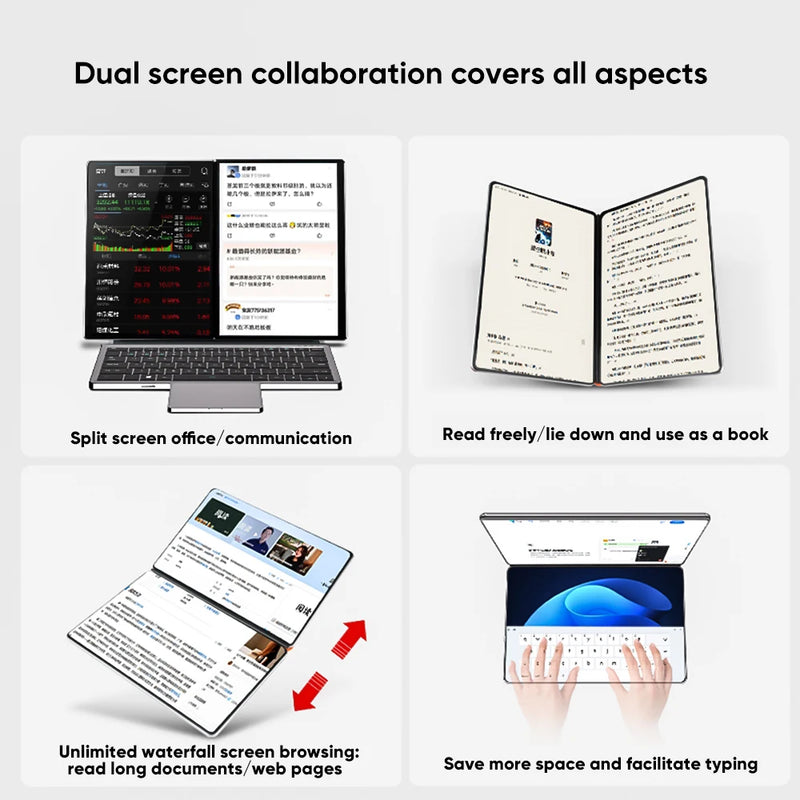 Topton 2 Screen Laptop Intel i3 1215U N100 Dual 10.95inch IPS Touch Screen Windows 11 Office Computer Tablet PC Notebook WiFi6