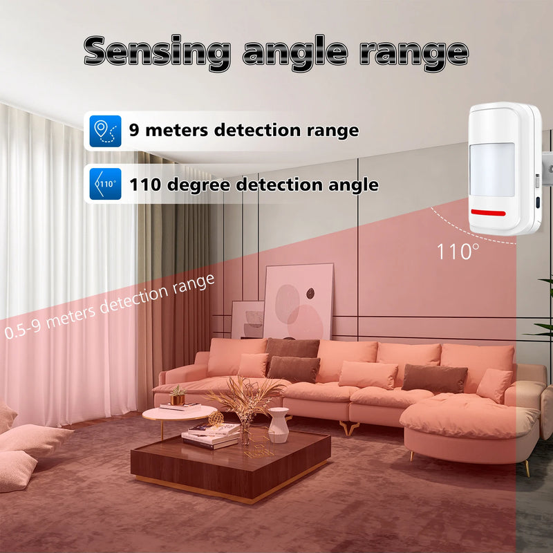 Infrared Detector Motion Sensor PIR Human Body Movement Alarm Welcome Security 2 Modes 120dB High Decibel 433MHz Remote Control