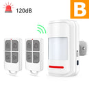 Infrared Detector Motion Sensor PIR Human Body Movement Alarm Welcome Security 2 Modes 120dB High Decibel 433MHz Remote Control