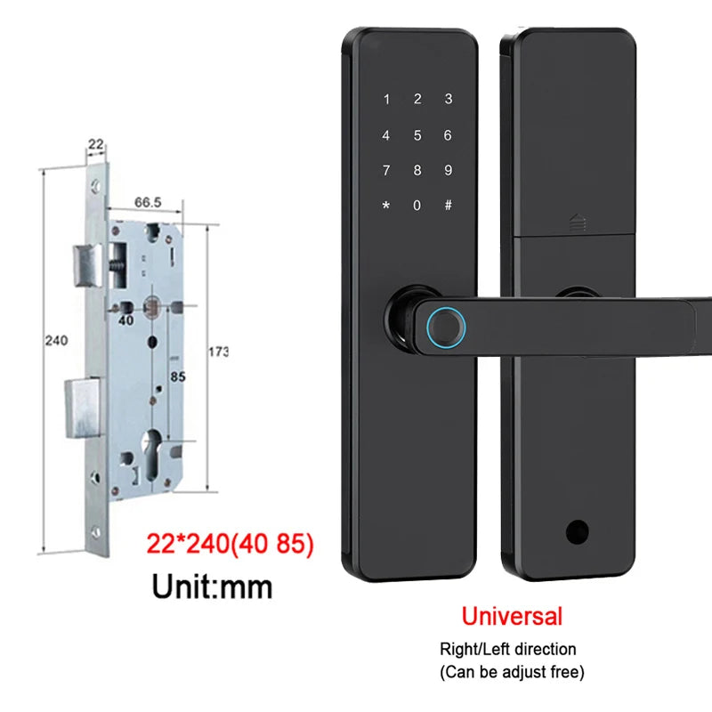 5-1 Smart Electronic Door Lock with Fingerprint Biometric Wi-Fi Touchscreen Keypad.