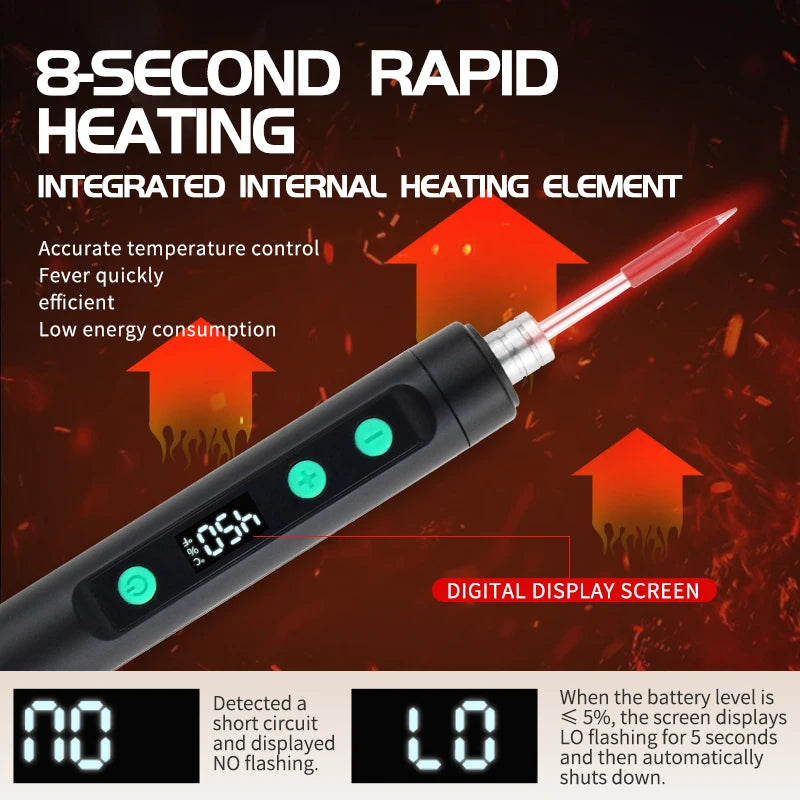 Wireless Soldering Iron Portable 180-450 °C adjustable temperature built-in battery with 3Tip Soldering Tool kit