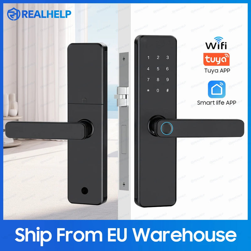 5-1 Smart Electronic Door Lock with Fingerprint Biometric Wi-Fi Touchscreen Keypad.