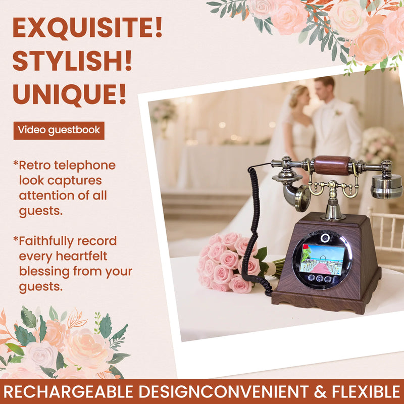 2K Video Guest Book with 8MP Camera & 128GB Storage, Auto-Save HD Recording + Instant Photo Capture