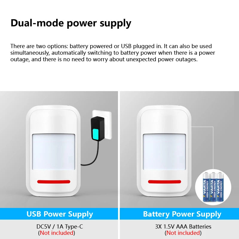 Infrared Detector Motion Sensor PIR Human Body Movement Alarm Welcome Security 2 Modes 120dB High Decibel 433MHz Remote Control