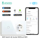 BSEED Wifi Touch Swithces Wall Light Switch With EU Socket USB Type-C Plugs  Smart Life Alexa