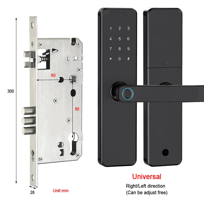 5-1 Smart Electronic Door Lock with Fingerprint Biometric Wi-Fi Touchscreen Keypad.