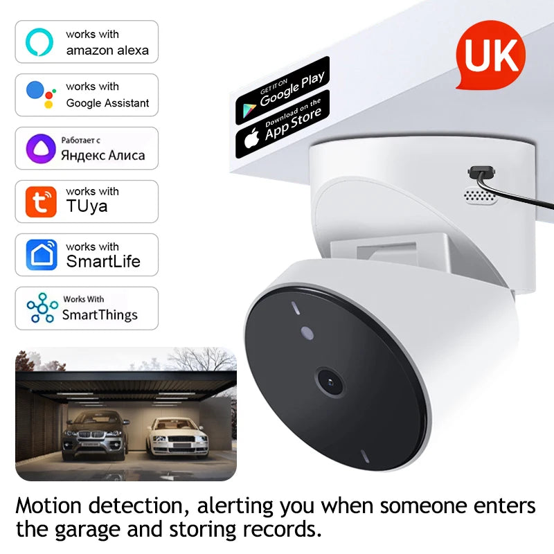 Smart Camera Monitor WiFi Garage Door Opener with 1080P Support 2-way Talk Work with Alexa Hey Google