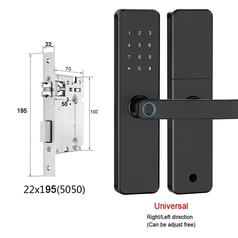 5-1 Smart Electronic Door Lock with Fingerprint Biometric Wi-Fi Touchscreen Keypad.