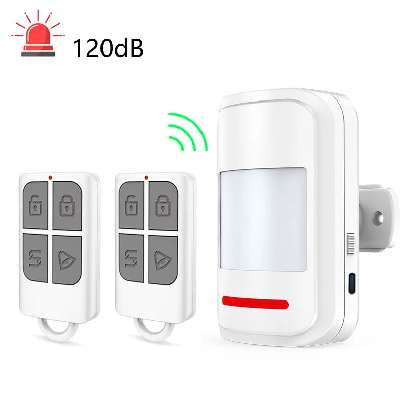 Infrared Detector Motion Sensor PIR Human Body Movement Alarm Welcome Security 2 Modes 120dB High Decibel 433MHz Remote Control