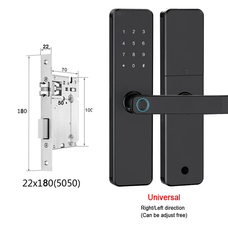 5-1 Smart Electronic Door Lock with Fingerprint Biometric Wi-Fi Touchscreen Keypad.