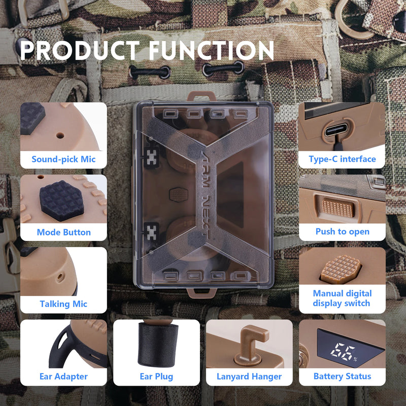 Earplugs noise-cancelling Tactical headset electronic anti-noise E30 for shooting protection NRR27dB with Bluetooth