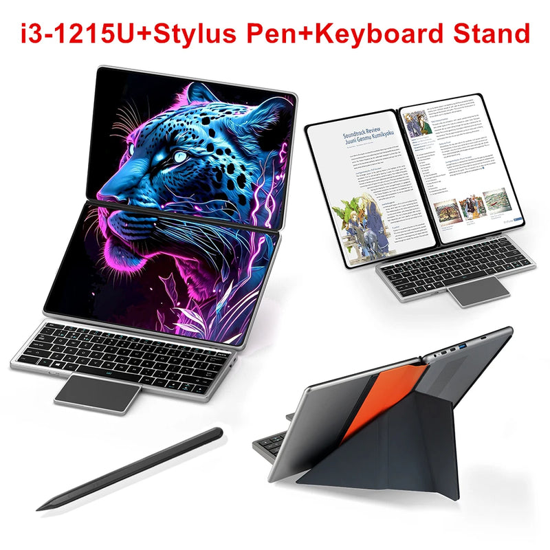 Topton 2 Screen Laptop Intel i3 1215U N100 Dual 10.95inch IPS Touch Screen Windows 11 Office Computer Tablet PC Notebook WiFi6